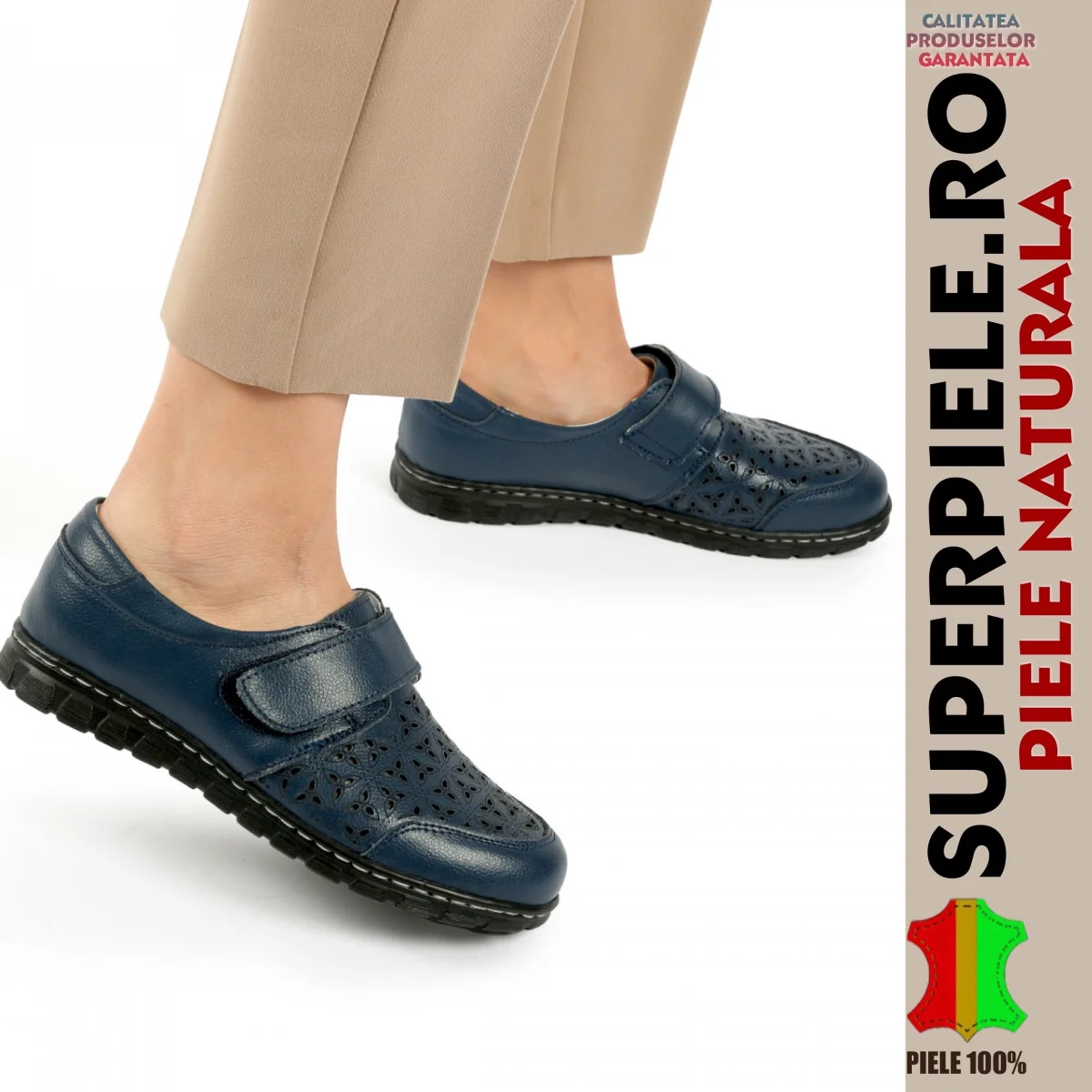 Chaussures décontractées en cuir véritable pour femmes avec velcro |RITTIZ|
