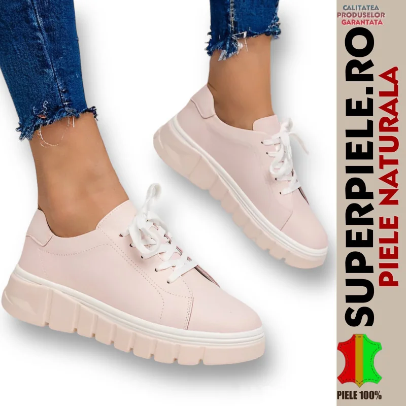 CHAUSSURES DÉCONTRACTÉES EN CUIR NATUREL | Carmen | - ROSE