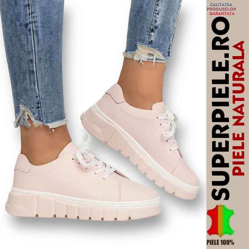CHAUSSURES DÉCONTRACTÉES EN CUIR NATUREL | Carmen | - ROSE