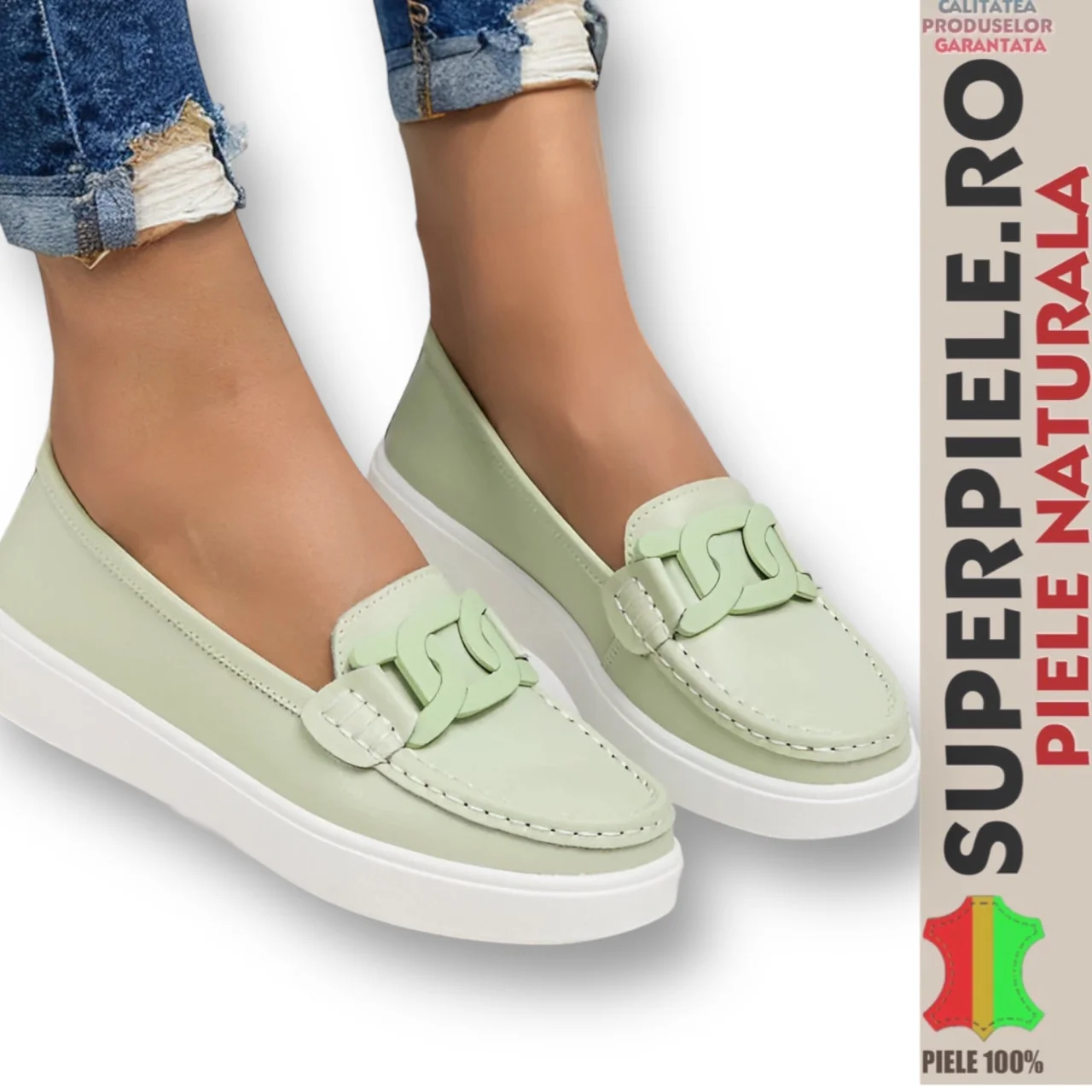 bailarinas y mocasinesMocasines verdes de mujer |Dakota|-CUERO NATURAL