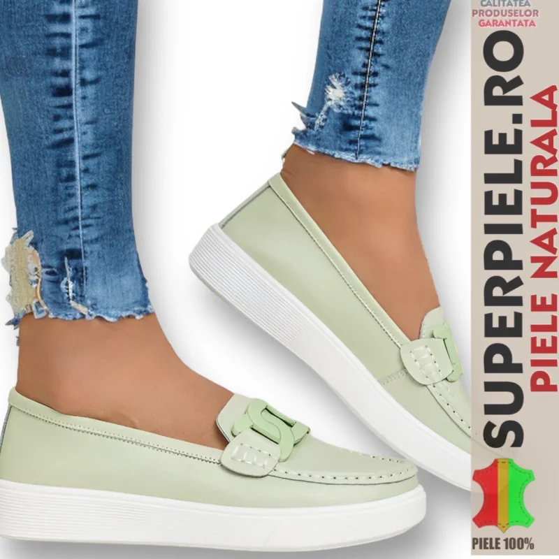 bailarinas y mocasinesMocasines verdes de mujer |Dakota|-CUERO NATURAL