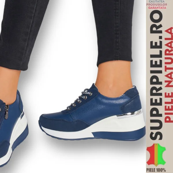 Sneakers da donna in vera pelle con plateau e cerniera lampo-|SCARPE|