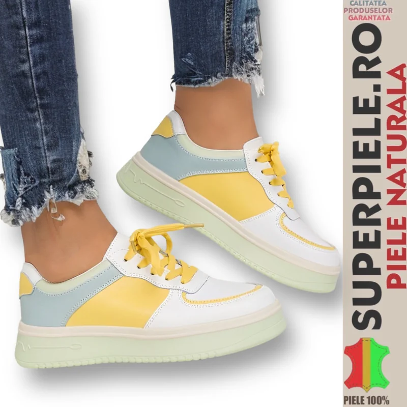 Chaussures jaunes pour femmes |Ada|-CUIR NATUREL