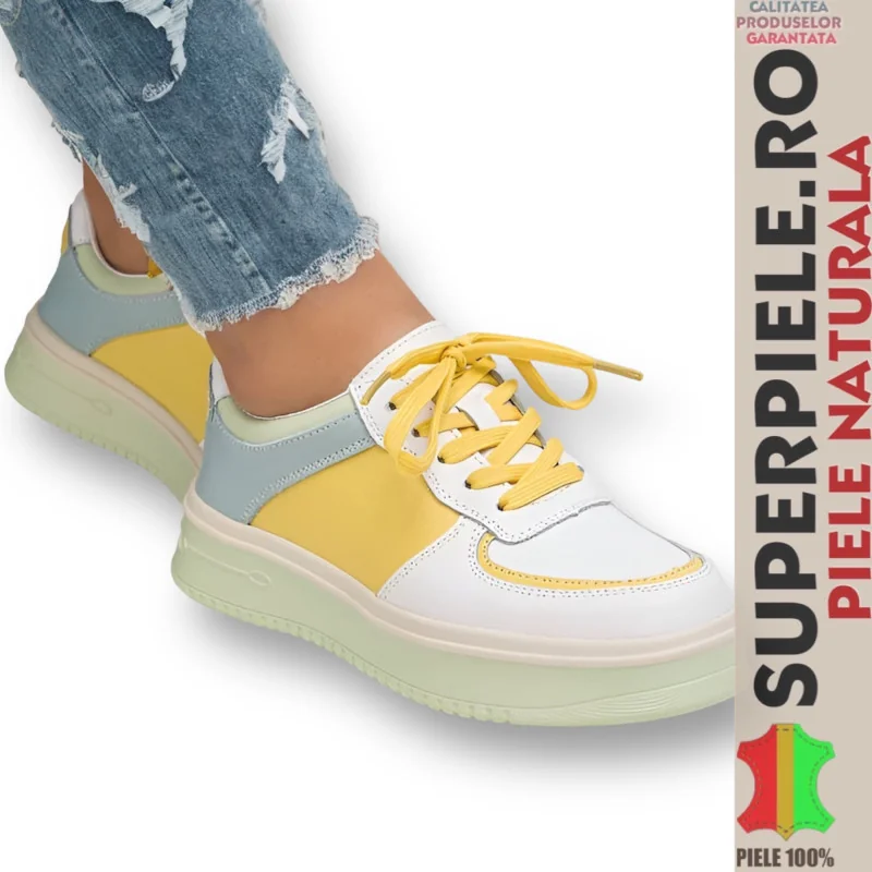 Chaussures jaunes pour femmes |Ada|-CUIR NATUREL