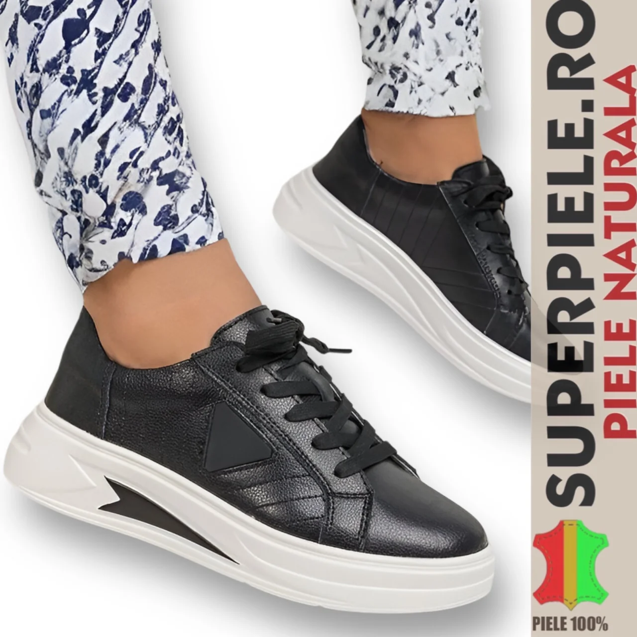 Superpiele - Magazin Online de Încăltăminte-Genti din Piele NaturalăSvarta vardagliga snörskor |Fiona|-NATURLÄDER
