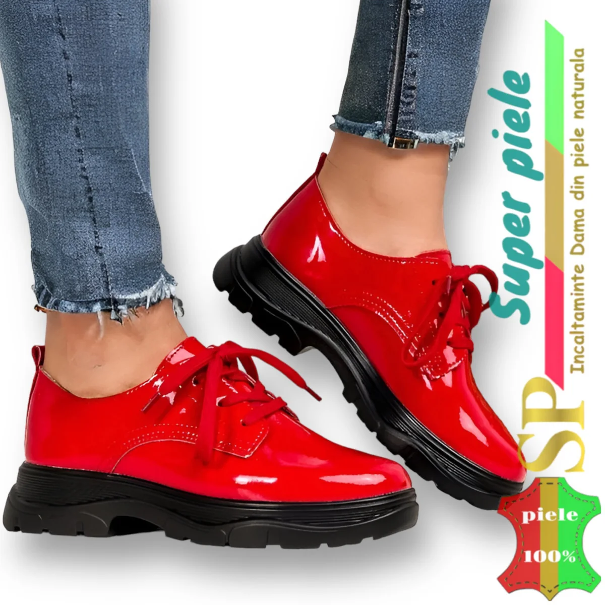 Pantofi casual-sportDAMSKOR Röda |Valentina|-NATURLÄDER
