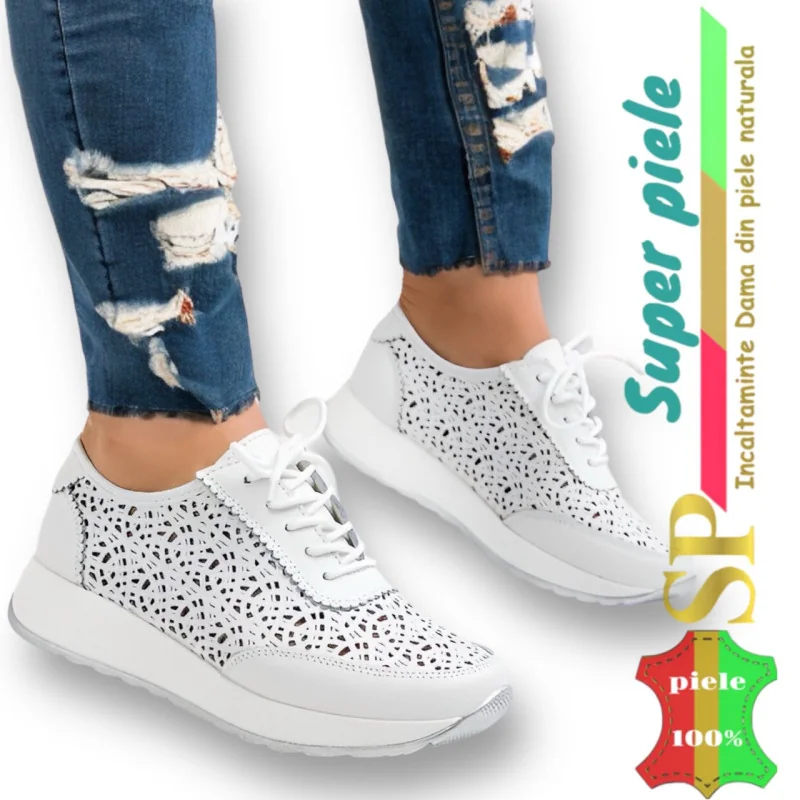zapatos deportivos casualesZapatos Casuales Perforados BLANCOS |Zalavo|-Piel Natural