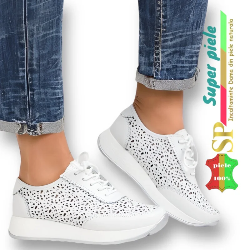 zapatos deportivos casualesZapatos Casuales Perforados BLANCOS |Zalavo|-Piel Natural