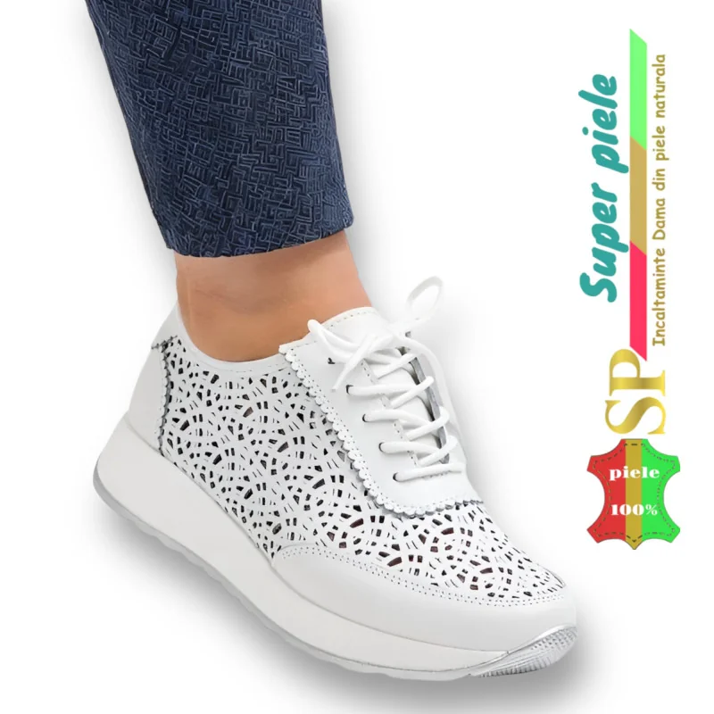 zapatos deportivos casualesZapatos Casuales Perforados BLANCOS |Zalavo|-Piel Natural