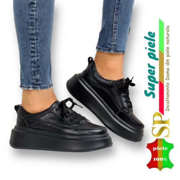 schwarze Freizeitschuhe|Laura|-Naturleder
