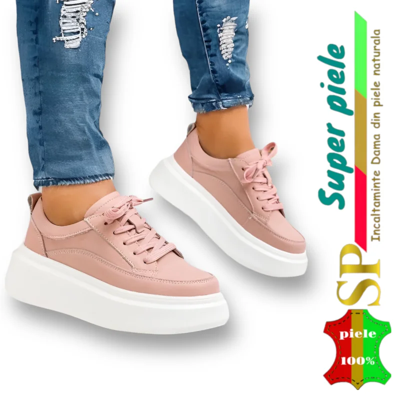 CHAUSSURES DÉCONTRACTÉES Femme Rose | Laura | Cuir naturel