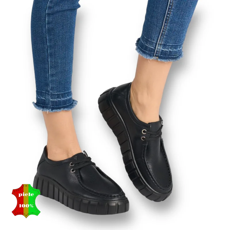 online winkel voor damesschoenen van echt leerCasual loafers van echt leer met veters |ZAMODIZ|-4 kleuren