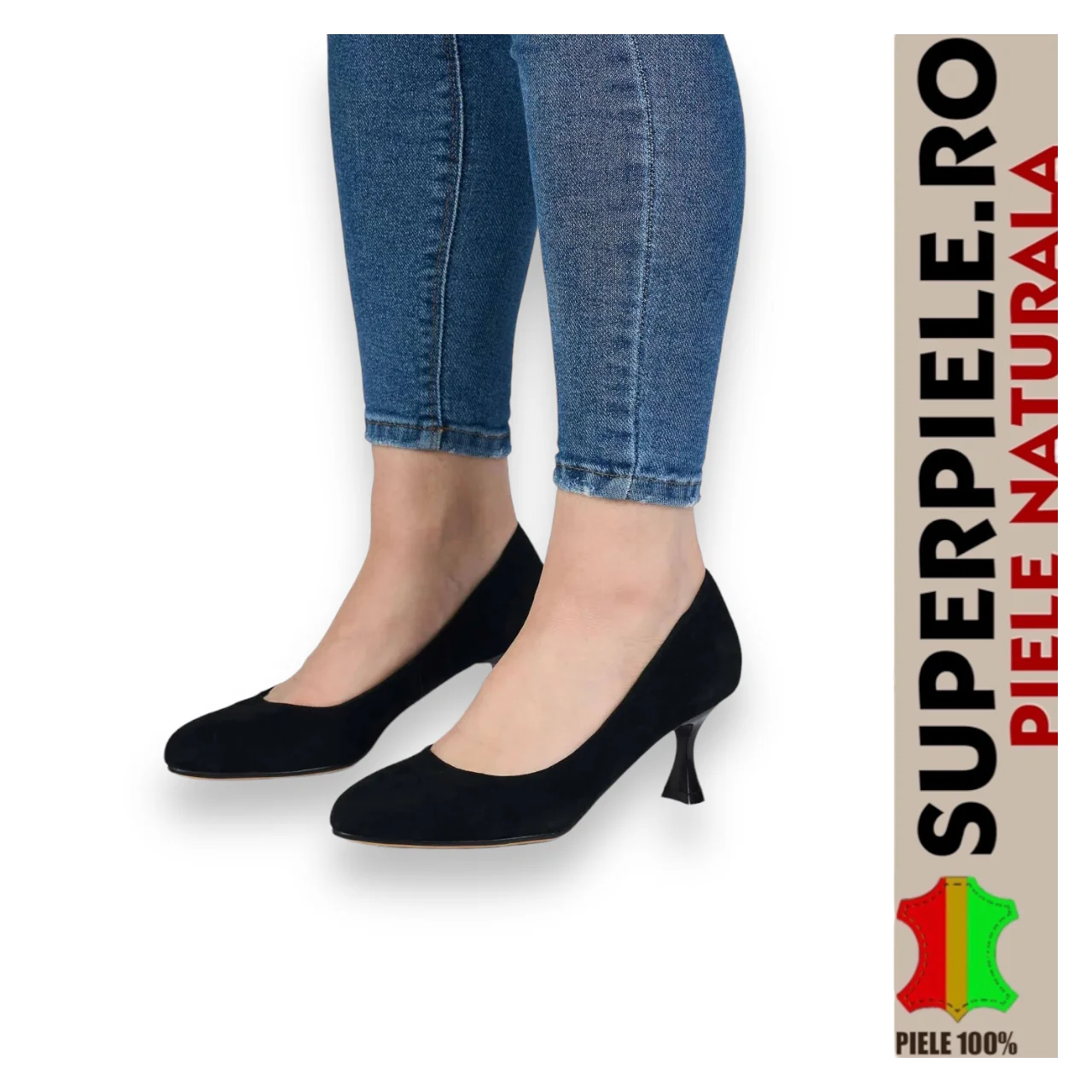 Superpiele - Magazin Online de Încăltăminte-Genti din Piele NaturalăEleganta svarta mockaskor med låg klack |MIVOLLI|