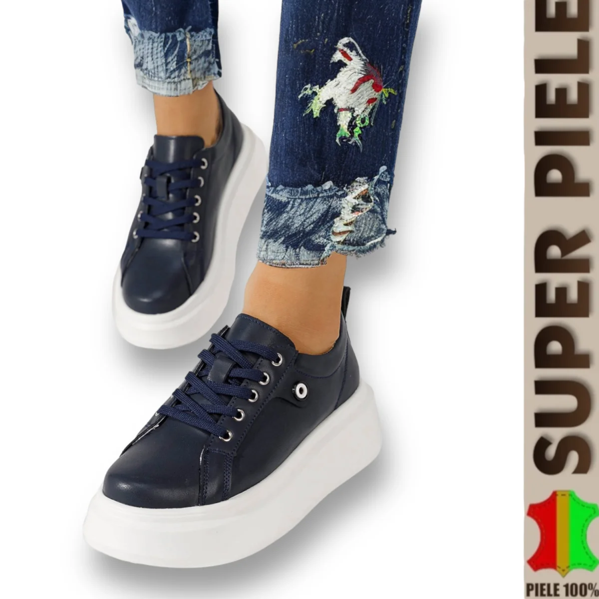 Chaussures décontractées en cuir véritable avec semelles épaisses |VORNIZI|