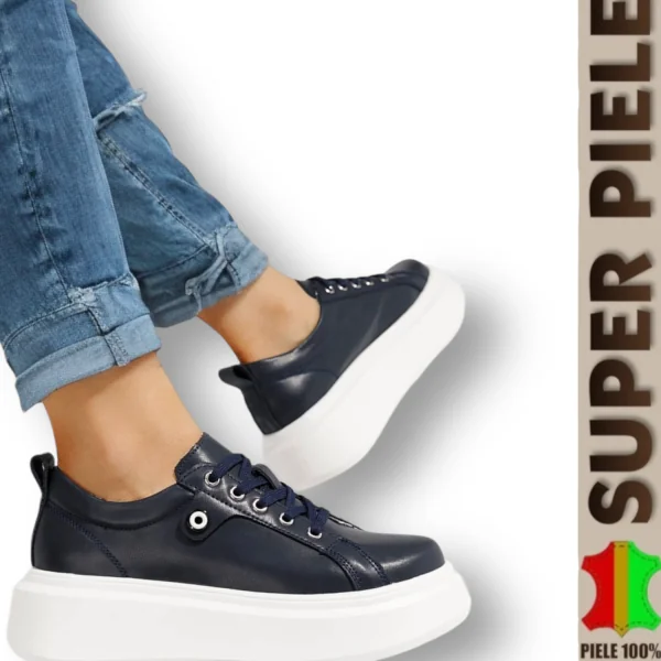 Chaussures décontractées en cuir véritable avec semelles épaisses |VORNIZI|
