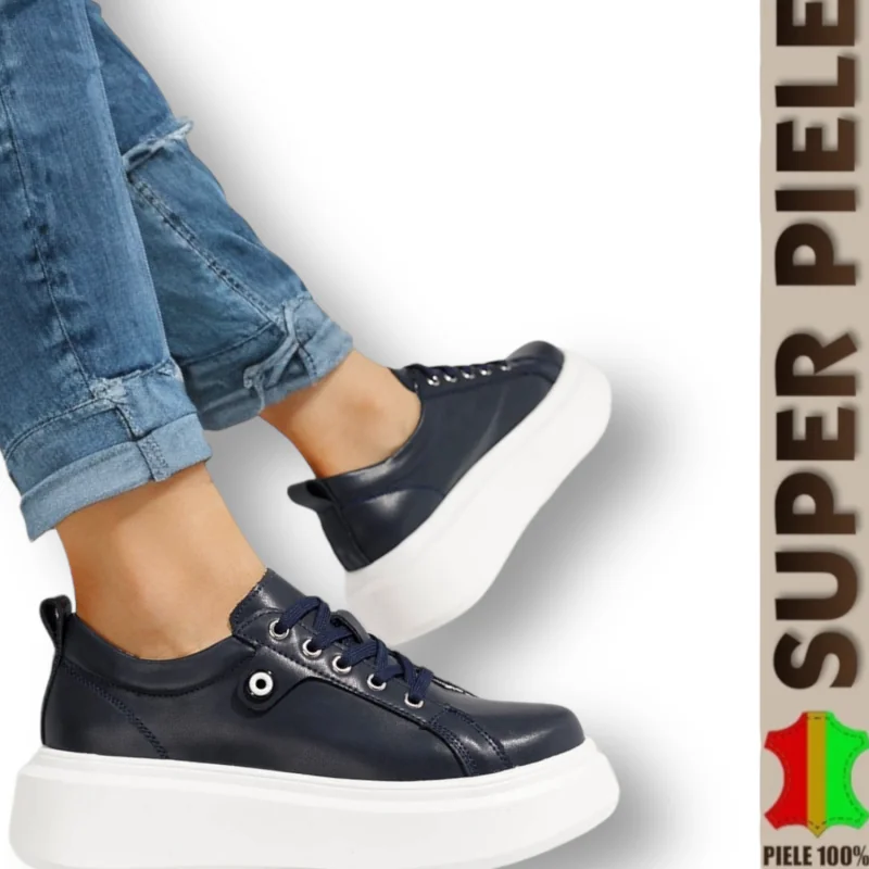 Chaussures décontractées en cuir véritable avec semelles épaisses |VORNIZI|