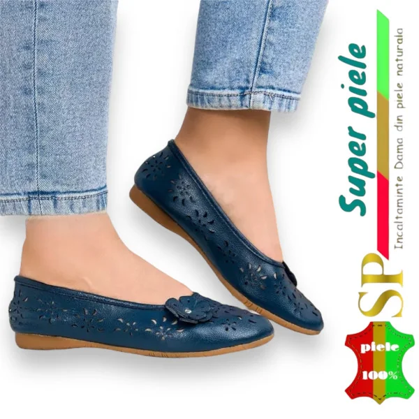 Ballerines avec fleur appliquée |Aplino| - Cuir naturel