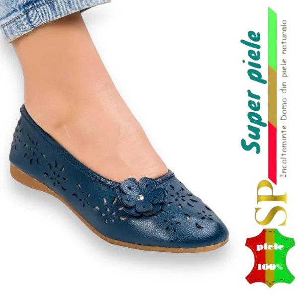 Ballerines avec fleur appliquée |Aplino| - Cuir naturel