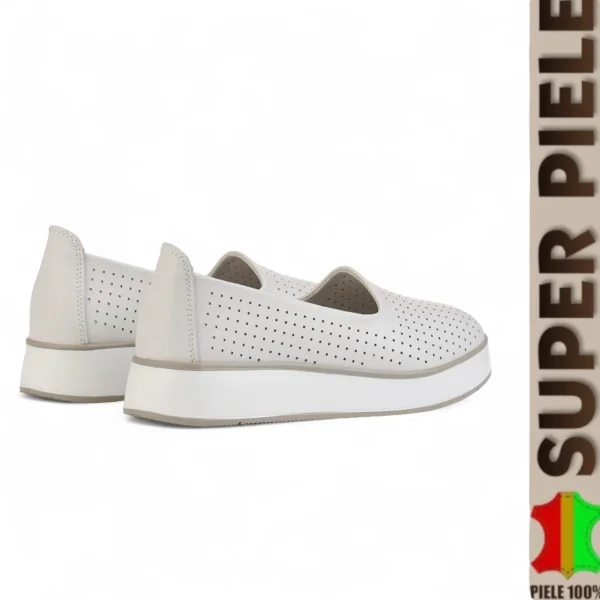 Balerini Bleumarin piele naturala perforati cu talpa groasa |SILOVO|