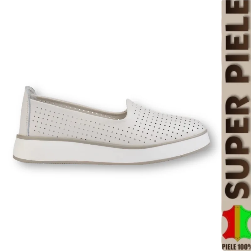 Balerini Bleumarin piele naturala perforati cu talpa groasa |SILOVO|