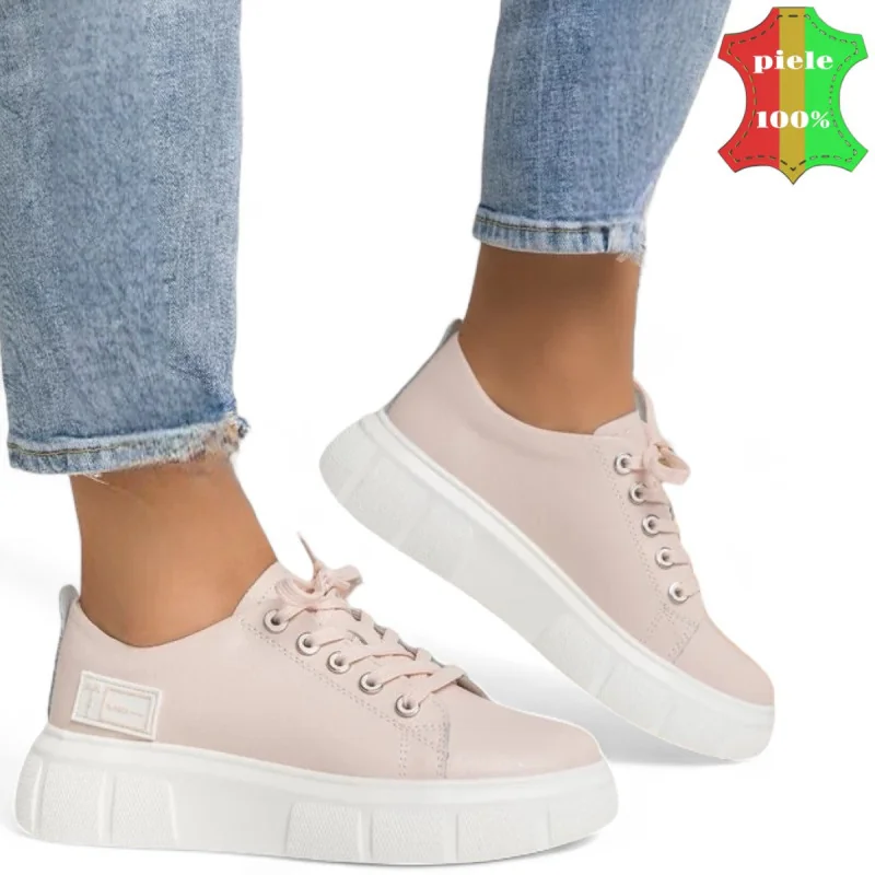 Pantofi casual-sportVARDAGSKORA I LÄDER |Camelia|-ROSA