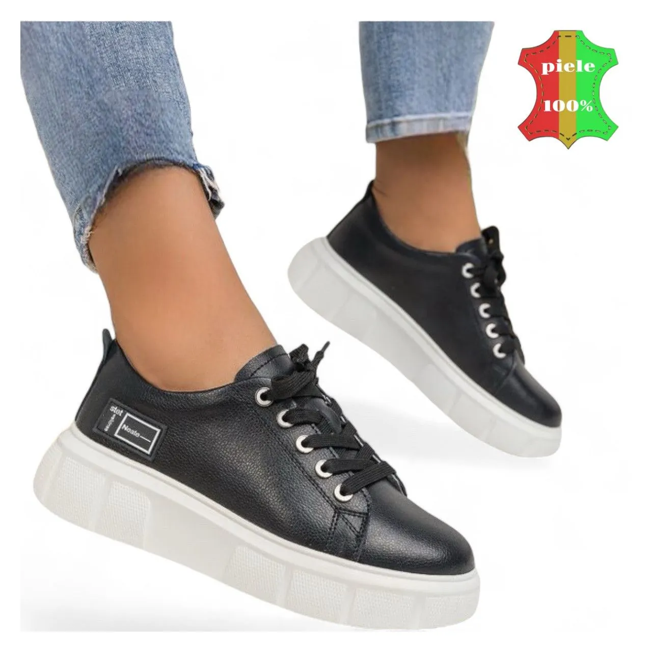 SCARPE CASUAL IN PELLE |Camelia|-NERO