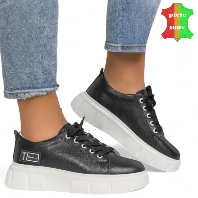 SCARPE CASUAL IN PELLE |Camelia|-NERO