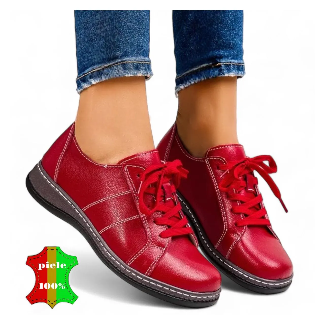 SCARPE CASUAL VERA PELLE Rosso |ZIKONA|