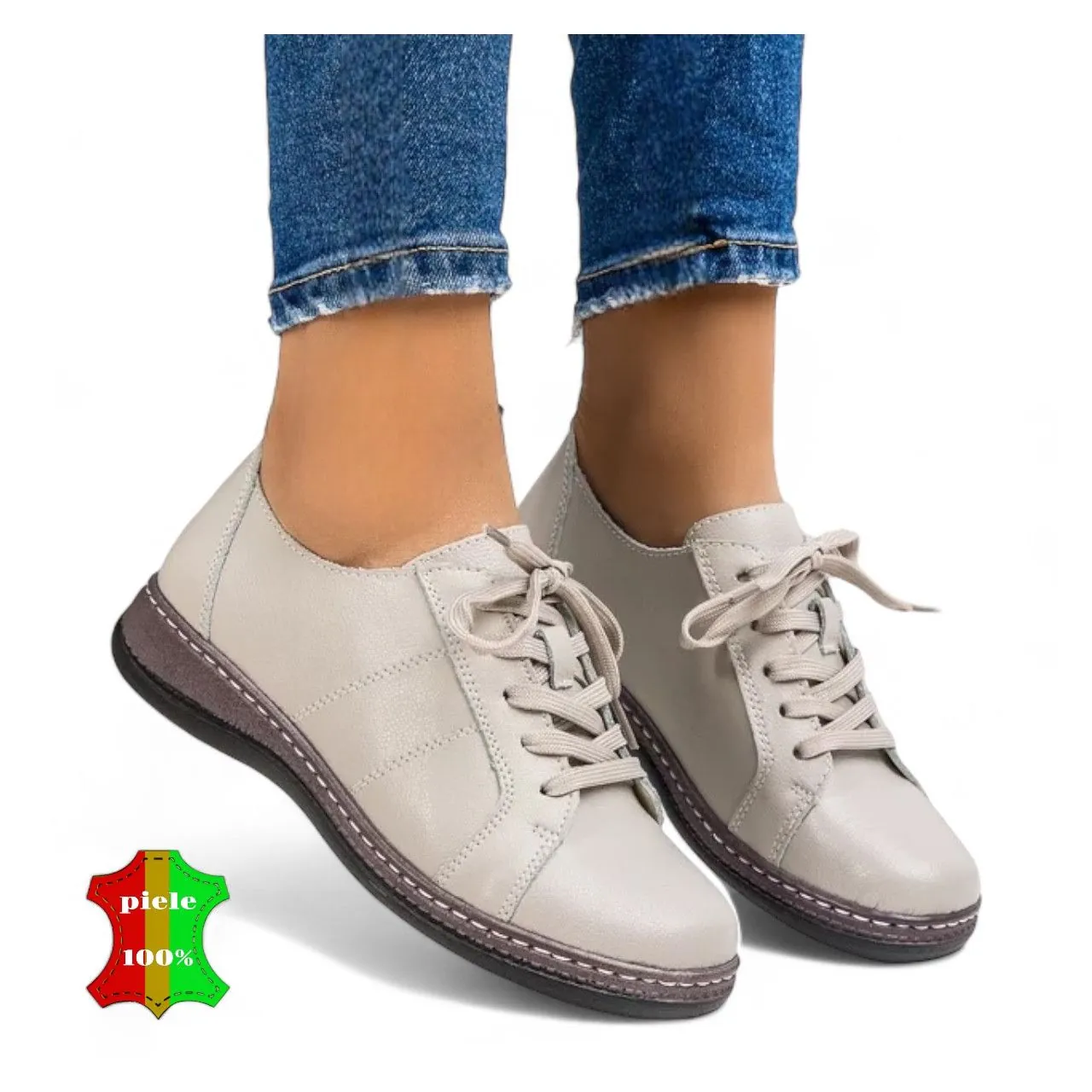 Noutatipantofi casual gri piele naturala cu siret|ZIKONA|