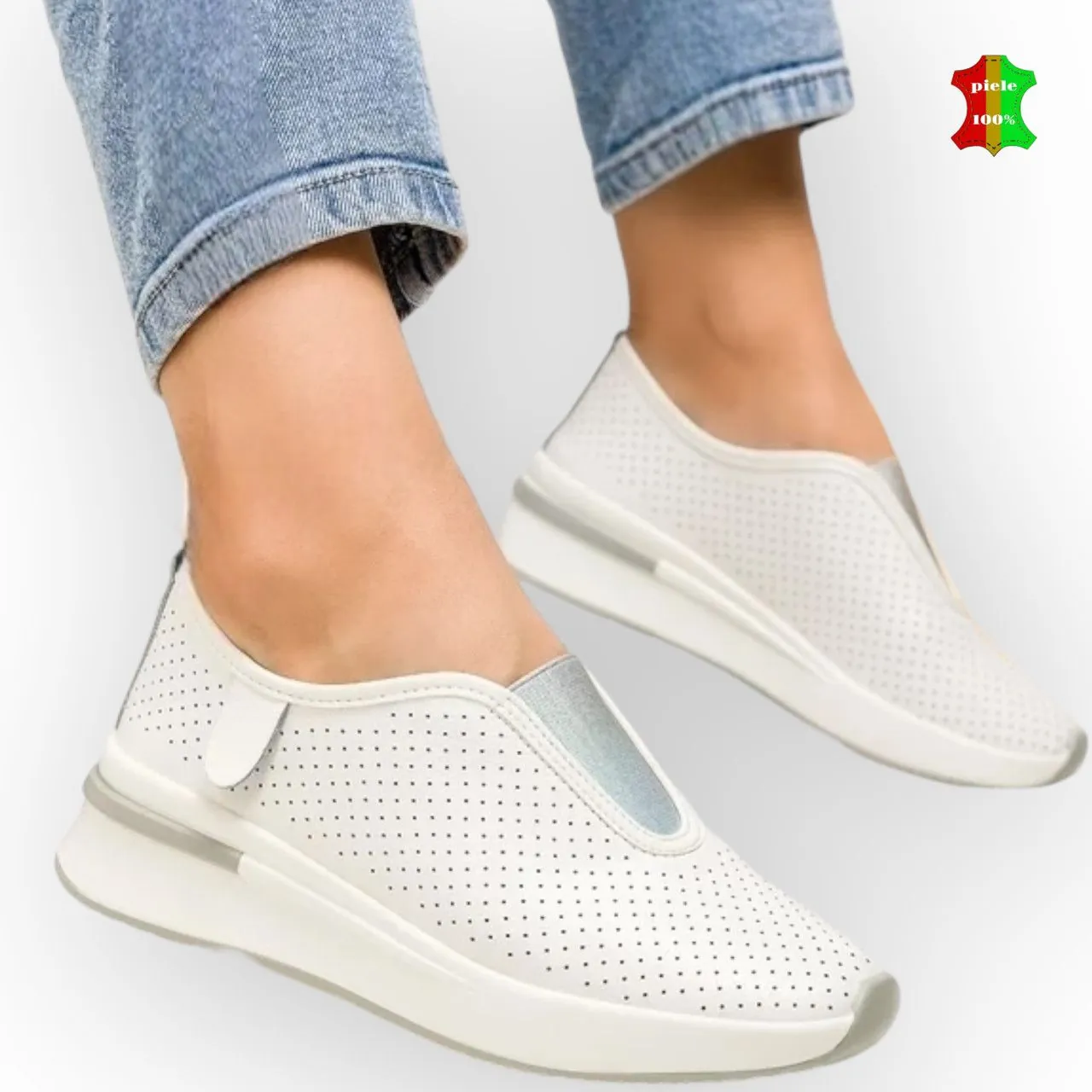 Superpiele - Magazin Online de Încăltăminte-Genti din Piele Naturalăbalerini Albi piele naturala cu insertie elastica |ELAZOMI|