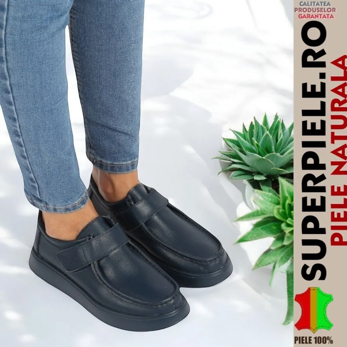 Mocassini da donna in vera pelle con velcro, suola spessa |GRODYK| Mocassini da donna in vera pelle con velcro, suola spessa |GRODYK|