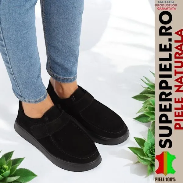 Mocassini da donna in vera pelle con velcro, suola spessa |GRODYK|