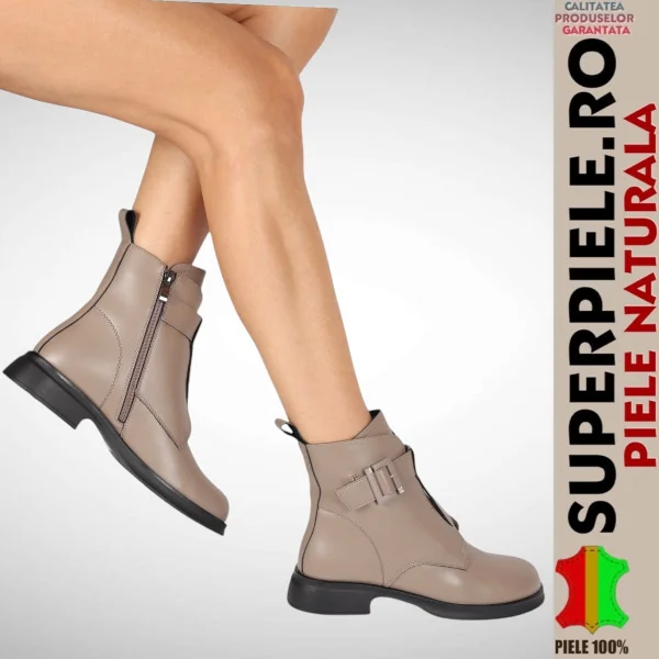 Stivaletti da donna in pelle naturale con inserto elastico e chiusura con cerniera |TRIOVOKA|