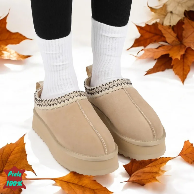 Бежови чехли |UGG| от естествена кожа с подплата от кожа и платформа