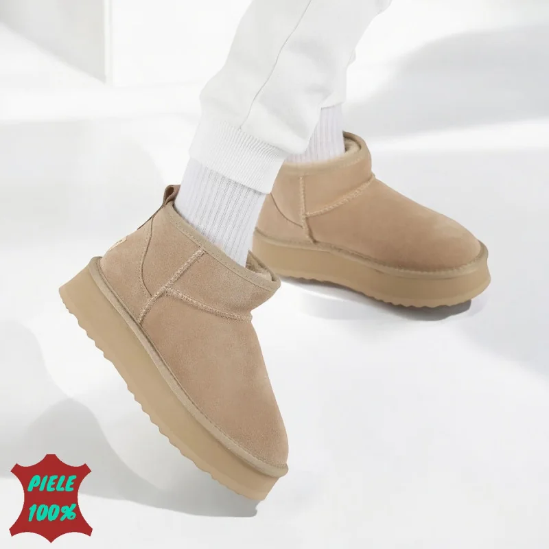 Kurze beige |UGG| Stiefel, Fell gefüttert, aus natürlichem Wildleder