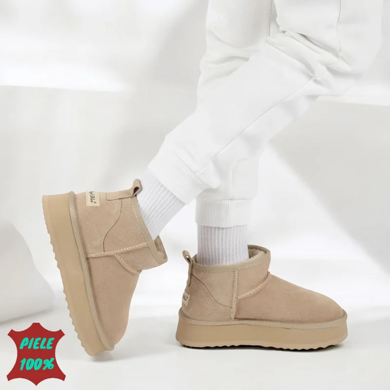Kurze beige |UGG| Stiefel, Fell gefüttert, aus natürlichem Wildleder