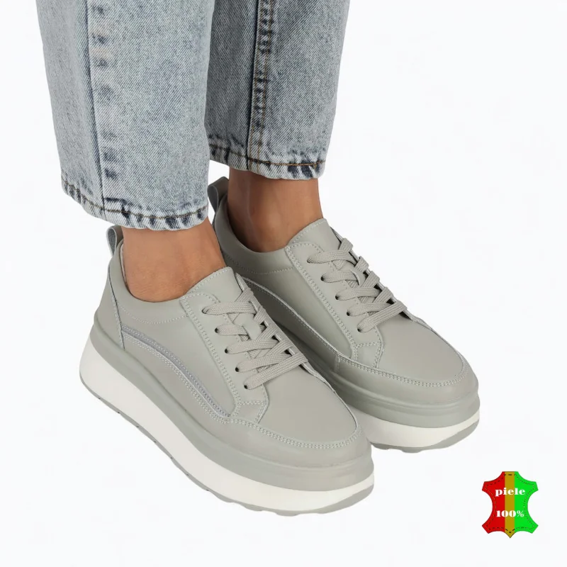 Chaussures décontractées Barilla en cuir naturel pour femmes, semelle épaisse |ZIKAVY|