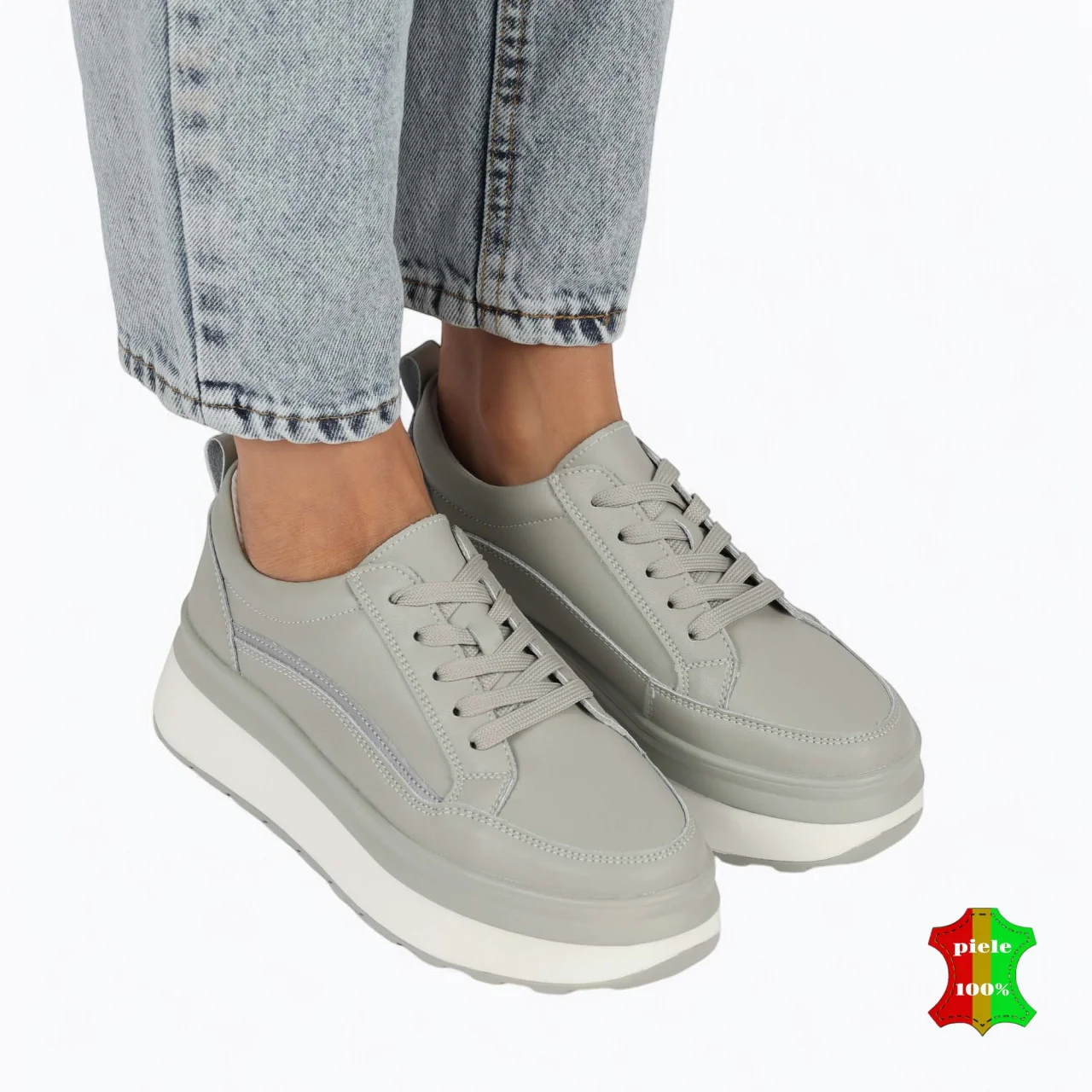 Chaussures décontractées Barilla en cuir naturel pour femmes, semelle épaisse |ZIKAVY|