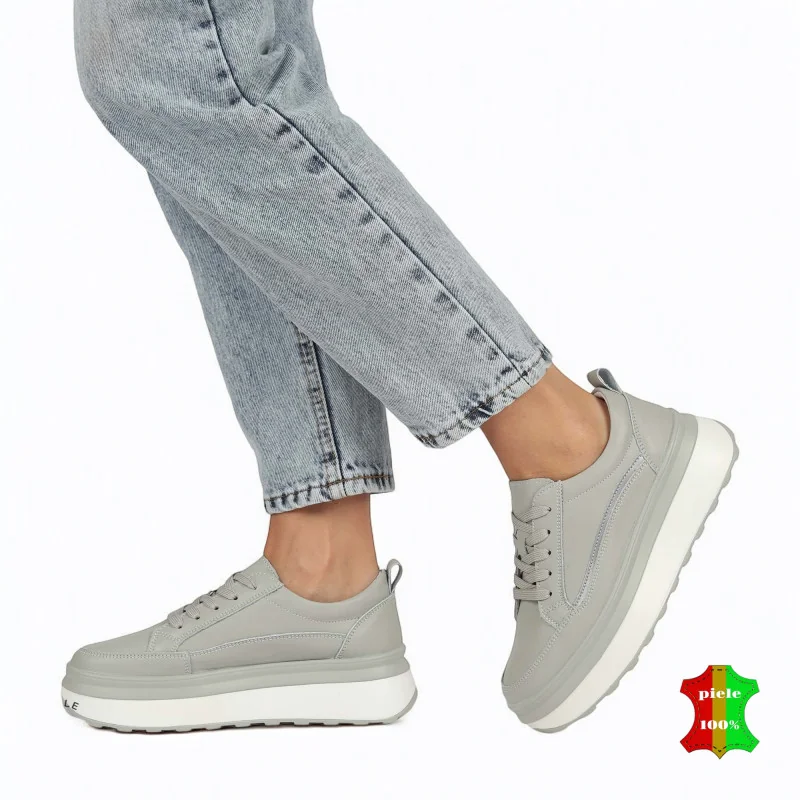 Chaussures décontractées Barilla en cuir naturel pour femmes, semelle épaisse |ZIKAVY|