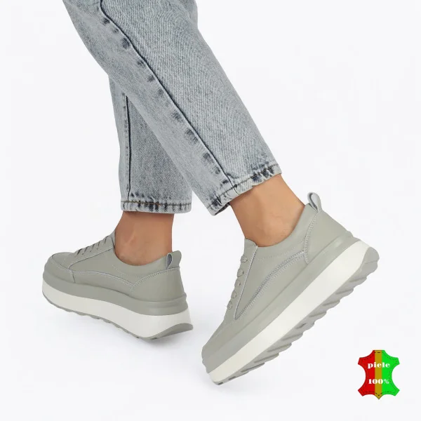 Chaussures décontractées Barilla en cuir naturel pour femmes, semelle épaisse |ZIKAVY|