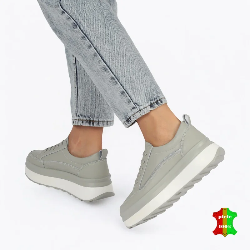 Chaussures décontractées Barilla en cuir naturel pour femmes, semelle épaisse |ZIKAVY|