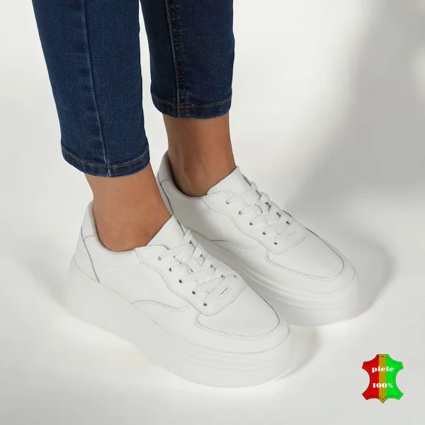 CHAUSSURES DÉCONTRACTÉES POUR FEMMES À SEMELLE HAUTE blanches |LONYBO|