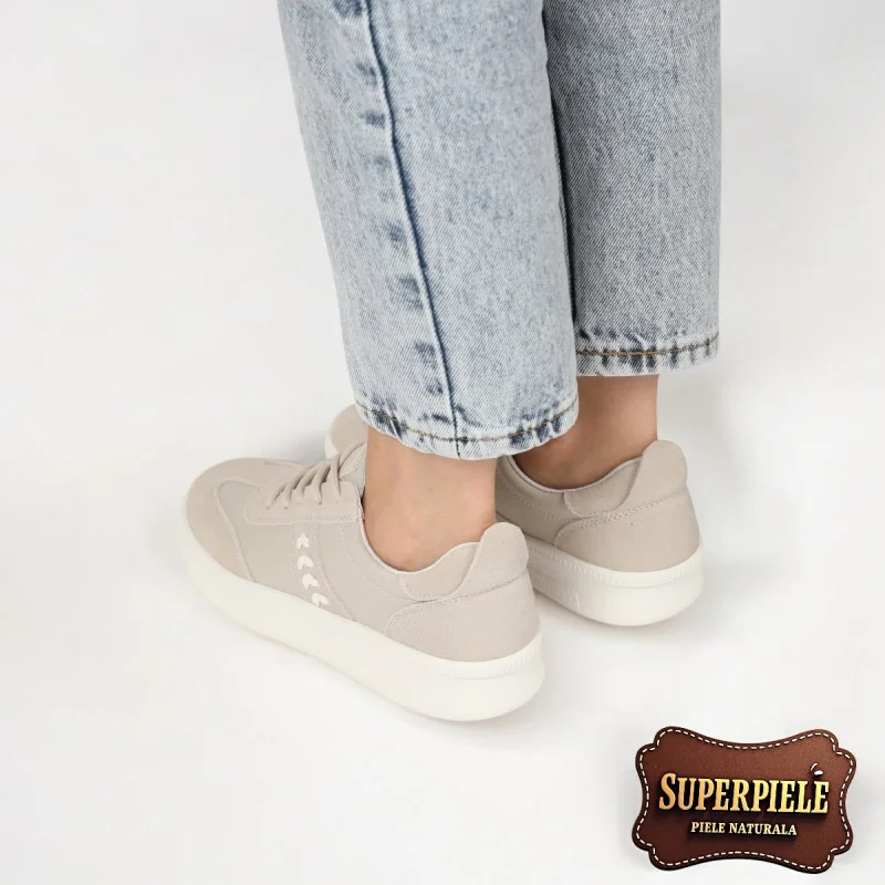 chaussures femme en cuir véritable beige à semelle légère |ROUBIMO|