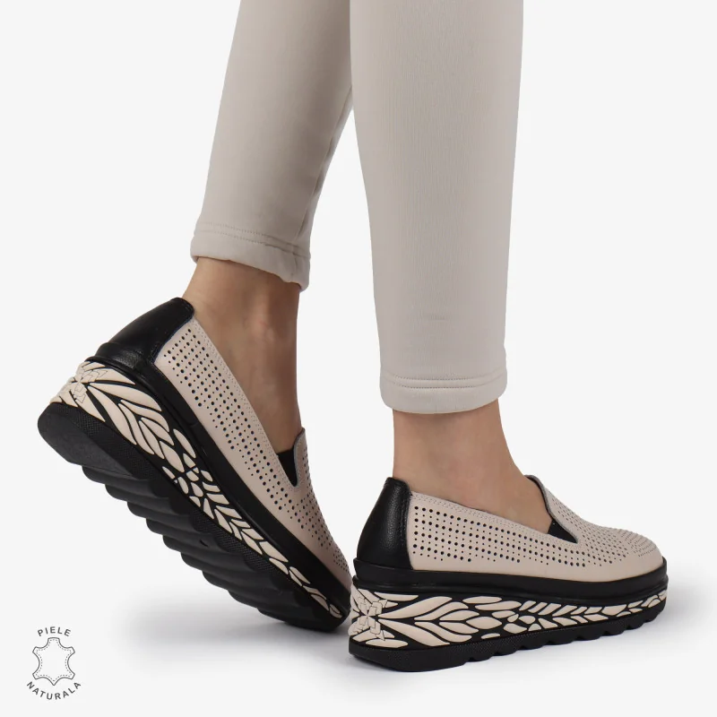NoticiasZapatos casuales de mujer piel auténtica rosa con plataforma |DILINO|