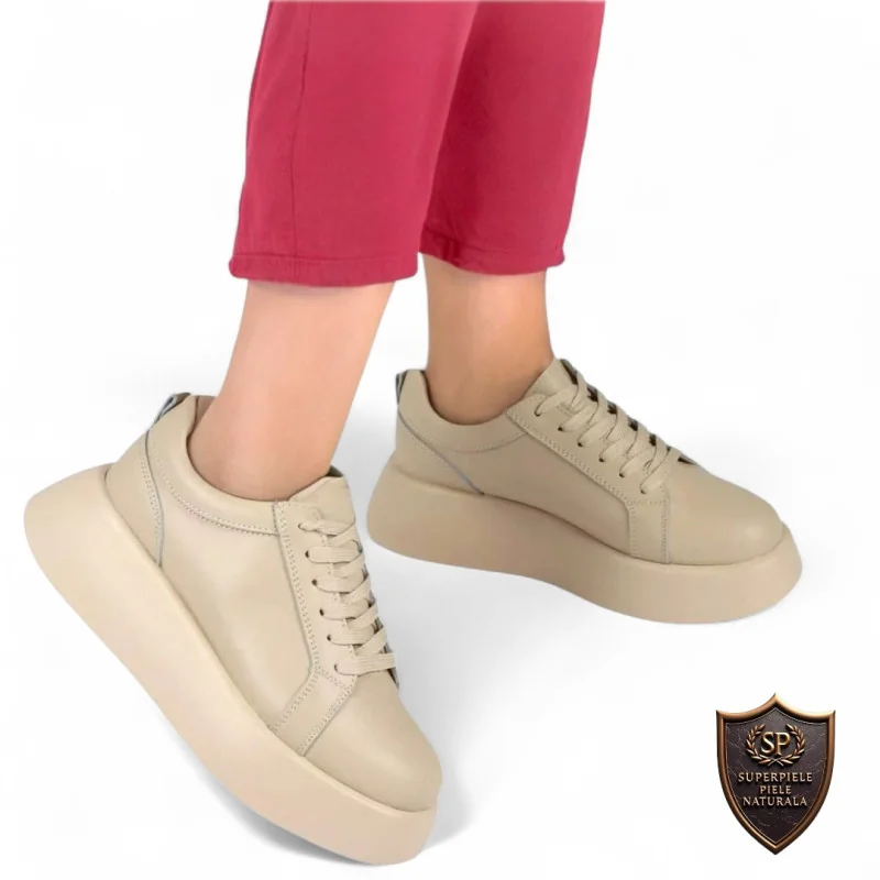 online winkel voor damesschoenen van echt leerAdidas dames natuurlijke leren hoge zool met veters |KREVOLA|-5 kleuren