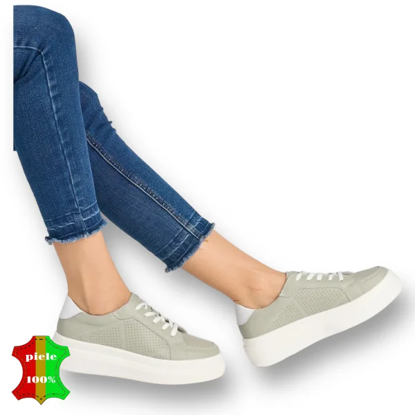 Freizeitschuhe aus Naturleder mit dicker weißer Sohle |VOZADII| -4 Farben