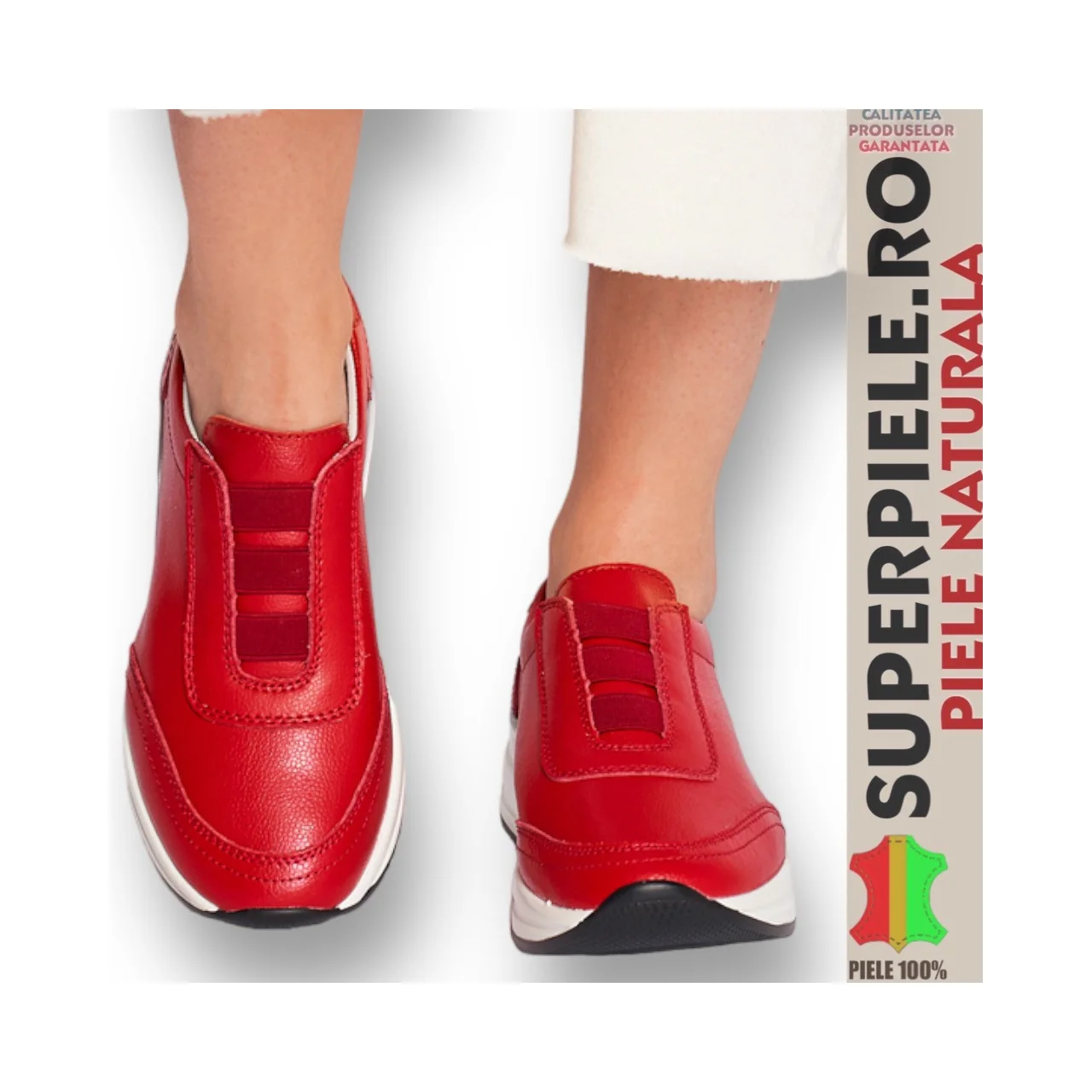Damen Sneaker, Naturleder, ohne Schnürsenkel |ODYZA|