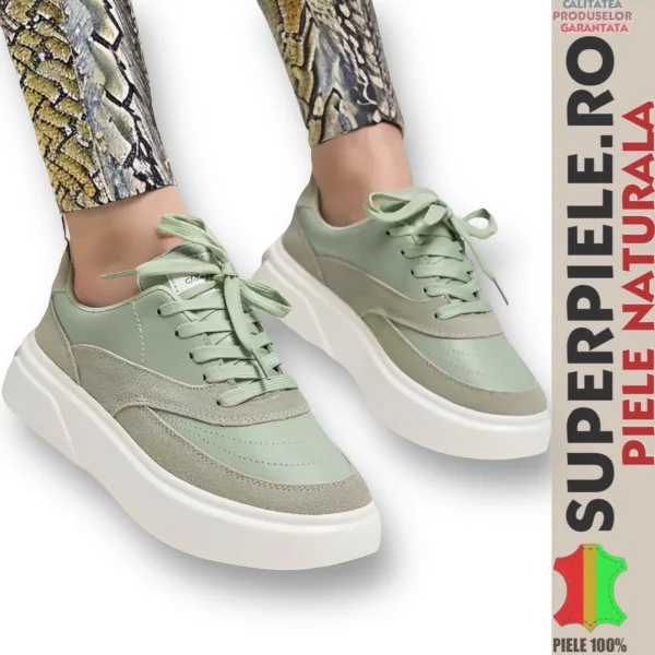 schwarze Sneaker, Naturleder, hohe Sohle |KATTI|