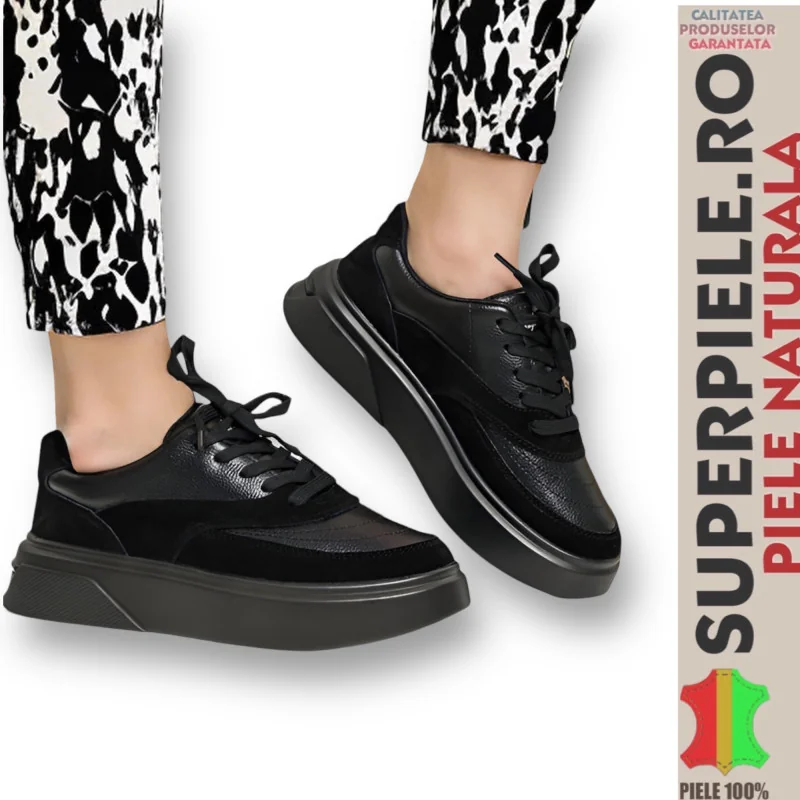 Tienda online de zapatos de piel auténtica para mujer.Zapatos casuales negros de mujer, piel auténtica con ante | Kyiv | - 5 colores