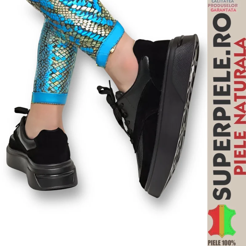 Tienda online de zapatos de piel auténtica para mujer.Zapatos casuales negros de mujer, piel auténtica con ante | Kyiv | - 5 colores